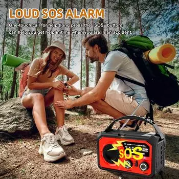 16000mAh Hand Crank Emergency Radio Wireless Hand Crank Weather Radio NOAA/AM/FM Portable Solar Radio Hand Crank Weather Radio красный