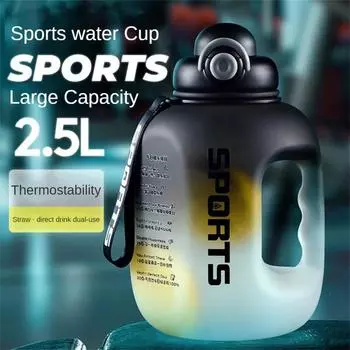 1600/2500 мл большой емкости спортивные бутылки для воды с соломинкой портативные для скалолазания фитнеса кемпинга пищевая пластиковая бутылка для воды 1.6L Or 2.5L