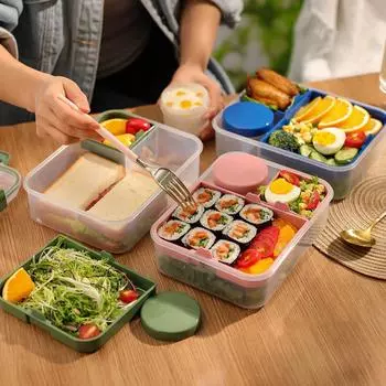 1600 мл двухслойный ланч-бокс герметичный контейнер для хранения еды портативный отсек разделенный микроволновая печь коробки для бенто