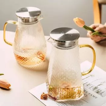 1600 мл термостойкий заварочный чайник стеклянный узор молоток чайник одинарный чайник для кипящего чая высокопрочный цветочный чайный сервиз чайник