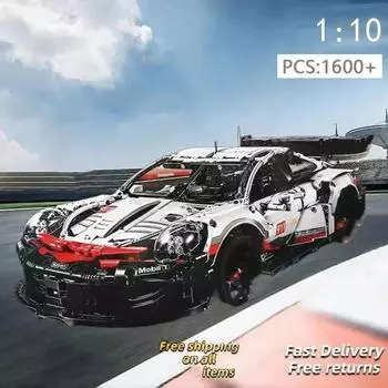 1600+шт 1:10 строительных блоков Technic 911RSR, совместимых с 42096, комплект для создания модели спортивного электромобиля с подсветкой, самодельные игрушки на день рождения, подарки 42096 NO BOX