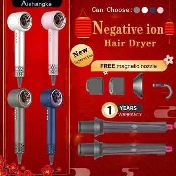 1600W Negative lonic Hair Dryer Professional Hair Dryer Leafless Hairdryer Hot/cold Wind HomeAppliance Free shipping us