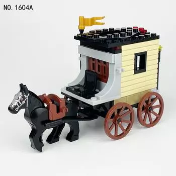 1604A Beast King Prison Wagon Черный боевой конь Маленькие гранулы Детские строительные блоки Игрушечная карета Строительные блоки