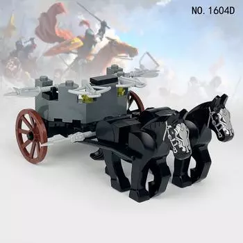 1604D Строительные блоки «Черный боевой конь» для детей