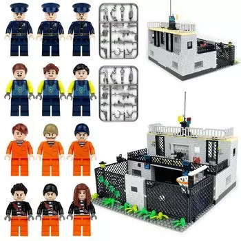 1607A Halden Тюремная сцена Строительные блоки Дети собирают строительные блоки Игрушки