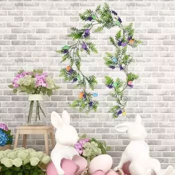 160/200 см пасхальное красочное яйцо искусственная гирлянда реалистичная комнатная и уличная подвесная искусственная зеленая гирлянда для весны и праздника B