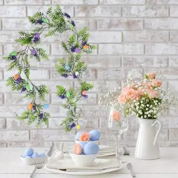 160/200 см пасхальное красочное яйцо искусственная гирлянда реалистичные внутренние и наружные подвесные искусственные зеленые растения зелень виноградная лоза весеннее праздничное украшение B