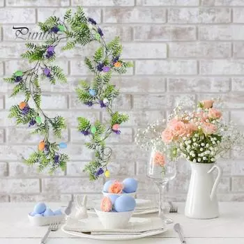 160/200 см пасхальное красочное яйцо искусственная гирлянда реалистичная комнатная и уличная подвесная искусственная зеленая гирлянда для весны и праздника B