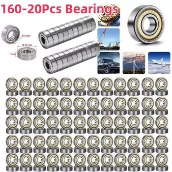 160-20 шт. Миниатюрные подшипники 608ZZ Миниатюрный шарикоподшипник с глубоким желобом Мини шарикоподшипник из углеродистой стали для скейтборда, скутера