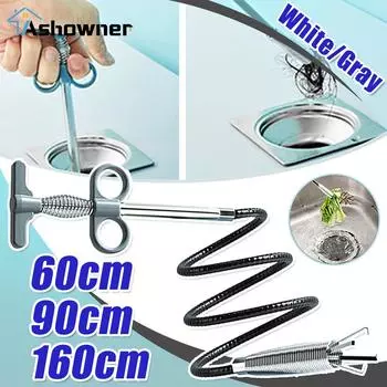 160/90/60 см канализационный прочистной инструмент для прочистки канализации кухни ванной комнаты крюк для очистки от засоров пружинный инструмент для прочистки труб Gray 60cm