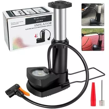 160 фунтов на квадратный дюйм ножной воздушный насос высокого давления с манометром сверхпрочный ножной велосипедный насос для велосипеда мяча скутера автомобиля надувных игрушек мини-насос чёрный