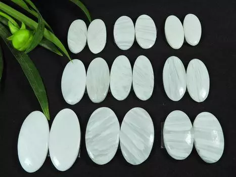 160 карат. Натуральный белый сколецит, пара, лот 09 пар, драгоценный камень 23-27 мм RQ-653