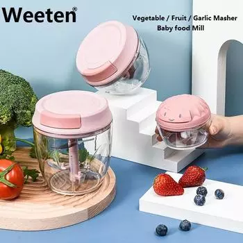 160 мл Чесночная давилка прочная для измельчения мяса, фруктов, овощей, имбиря, чили, детского питания, мельница для измельчения Small-160ML синий