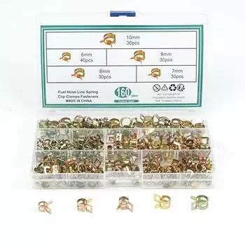 160 шт. эластичный хомут, оцинкованный хомут, оцинкованный хомут для трубы 6-7-8 -9-10 мм набор