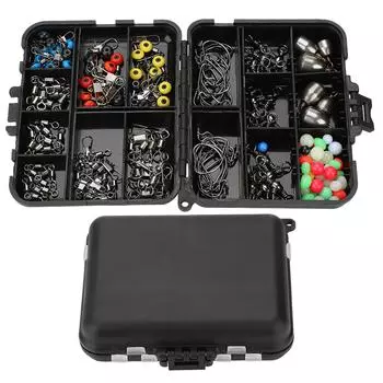 160 шт. Набор рыболовных принадлежностей, крючки для джиг-удочек, вертлюжок, бусина с коробкой для снастей