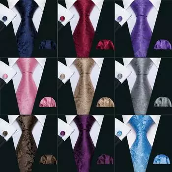 160 см расширенный галстук для мужчин, шелковые галстуки с цветочным принтом, носовой платок, набор запонок, формальный повседневный комплект