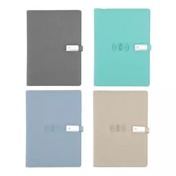 160 страниц беспроводной зарядки ноутбука Smart Notebook 8000mAh Mobile Power Notebook с USB Flash D Gray A5