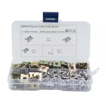 160PCS Fasteners U Nuts Self Tapping Screw Spire U Clips Interior Trim Panels For Car Motorcyle