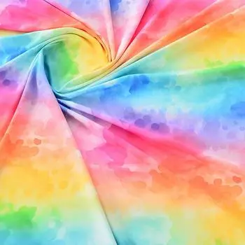 160x100 см красочная радужная хлопковая ткань с облаками, дышащая, прохладная, мягкая трикотажная ткань для самостоятельного шитья, солнцезащитная одежда 160x100cm