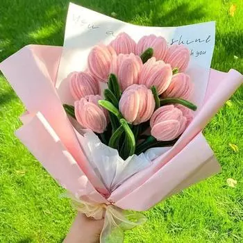 161 шт. DIY пушистые палочки материалы для рукоделия набор для изготовления букета тюльпанов гибкая проволока оптом для художественного класса День святого Валентина подарок на День матери светло-розовый