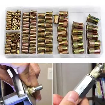 165 шт. M3 M4 M5 M6 M8 M10 M12 с резьбой, металлические заклепки, гайки, набор аксессуаров