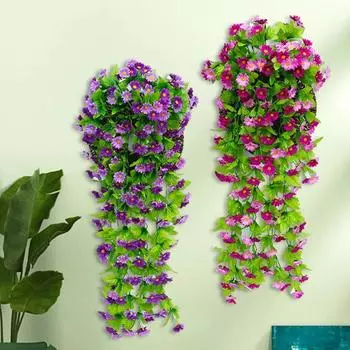 168 цветов и 12 вилок искусственные фиолетовые висячие цветочные лозы Настенный декор растения гирлянда для свадьбы украшение дома и сада белый