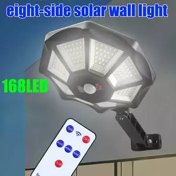 168 светодиодных солнечных фонарей 12-часовое освещение, прожекторы, уличный датчик движения, водонепроницаемый уличный фонарь для сада и двора, водонепроницаемый 50W 1PC