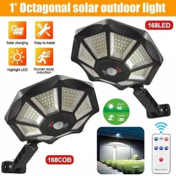 168 светодиодных солнечных ламп с датчиком движения для уличного освещения, датчик движения для уличного освещения во дворе 1pcs