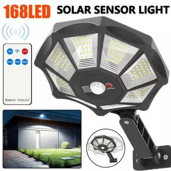 168LED солнечный светильник с датчиком движения, уличные уличные фонари, 8 источников света, датчик движения для уличного фонаря во дворе 1PCS
