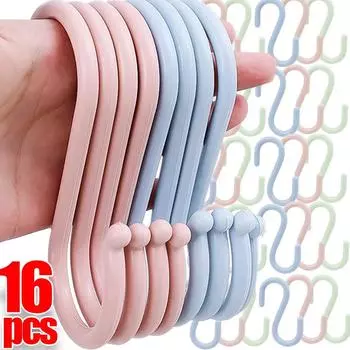 16-1 шт. многоцелевые крючки в форме буквы S для одежды, сумок, полотенец, растений, держателей для подвесных полок для кухни, ванной комнаты, вешалок-органайзеров 4pcs