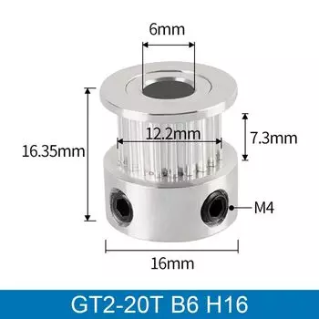 16, 20, 36, 40, 60 зубов, шкив 2GT, ширина ремня, 6 мм, синхронная шестерня, шкив GT2, 3D-принтер GT2-20T B6 H16