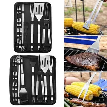 16/20 шт. набор принадлежностей для барбекю из нержавеющей стали, набор принадлежностей для гриля, прочные нескользящие инструменты для гриля на открытом воздухе чёрный