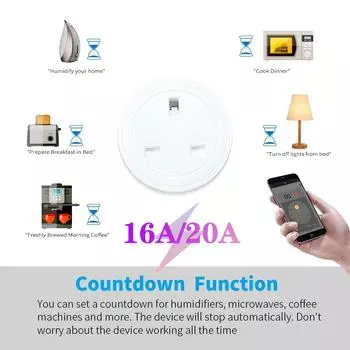 16/20A Tuya Smart Wifi Plug UK беспроводная розетка с управлением и функцией таймера мониторинга энергопотребления работает с Alexa Google Home 16A