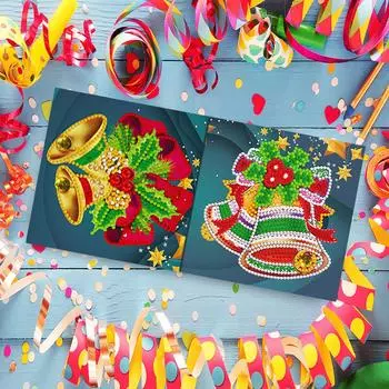 16/20PCS Christmas Diamond Holiday Card Shaped Drill Diamond Handmade Card Diamond Greeting Thank You Card Diamond Santa Cards