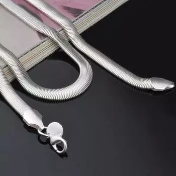 16-24 дюйма, стерлинговое серебро s925, гладкая змея, мужское и женское ожерелье, цепочка с застежками-лобстерами, набор 6 мм, массивные тяжелые ювелирные изделия