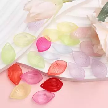 16*25 мм 20 шт. полупрозрачные бусины в форме листьев лотоса акриловые лепестковые бусины серьги DIY аксессуары для украшений ручной работы синий