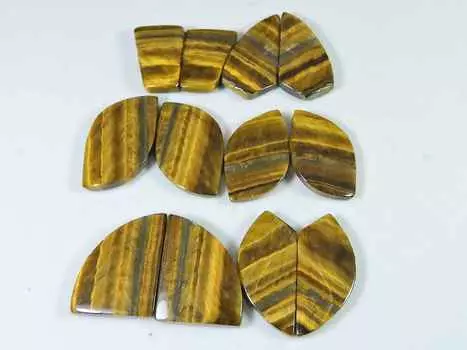 16-25MM Tiger Eye Matched Earring Pair Mix Cabochon Loose Gemstone 6Pair Lot RQ-3056