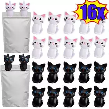 16/2 шт. зажимы для запечатывания пищевых продуктов, мультяшный кот, пластиковые зажимы для закусок, прищепки для подвешивания одежды, зажимы для хранения на рабочем столе в доме и офисе