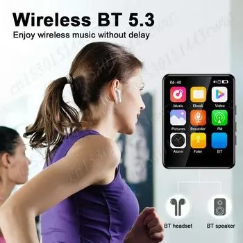 16/32/64 ГБ MP3-плеер 2,4-дюймовый сенсорный экран портативный музыкальный плеер Bluetooth-совместимый 5.3 с динамиком FM-радио запись электронная книга