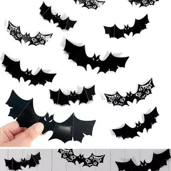 16/48 шт., украшения на Хэллоуин, черные наклейки с летучими мышами, 3D, трехмерные наклейки на стену с изображением летучих мышей для вечеринки A 16pcs