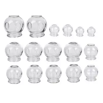 16 банок, стеклянные чашки, полный набор инструментов, утолщение, нескользящие стеклянные банки, впитывание влаги, красота 1 set