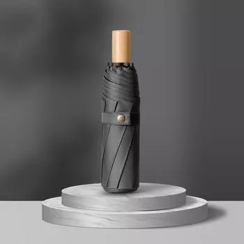 16-Bone automatic bronze brushed vinyl umbrella male and female three-fold umbrella umbrella 23 inches