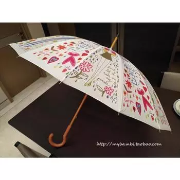 16 Bone Fresh, креативная иллюстрация граффити, изогнутый крючок для девочек, деревянный зонтик с длинной ручкой