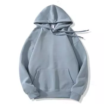 16 Colors High Quality 2025 New Hoodie Women Autumn and Winter Thickening Coat Top Pure Color Cotton Long Sleeves Pullover Hooded Light Blue XL