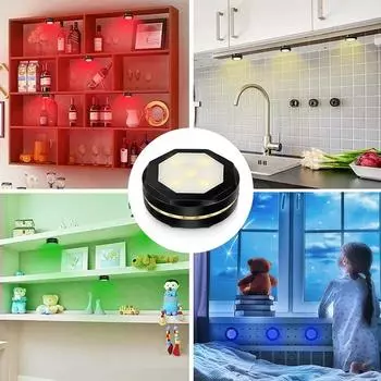 16 Colors LED Under Cabinet Light Battery Powered Wall Lamp Wireless Touch Sensor LED Puck Lights For Kitchen Closet Night Lamp