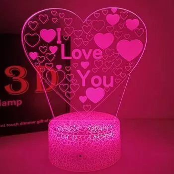 16 цветов 3D лампа I LOVE YOU День святого Валентина Свадебный подарок для возлюбленного Цветная светодиодная лампа Предложение Украшение комнаты Романтическая лампа Black Base No Remote синий