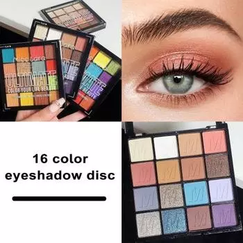 16 цветов палитры теней для век яркие пигментированные оттенки долговечная портативная палитра теней для потрясающего макияжа A