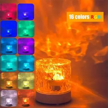 16 цветов RGB динамическая проекция окружающий ночник для спальни прикроватная лампа с пламенем сенсорный переключатель USB зарядка и подключение ночник