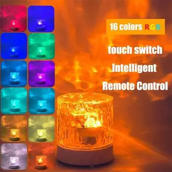 16 цветов RGB динамическая проекция окружающий ночник USB зарядка и подключение ночник для спальни сенсорный переключатель интеллектуальный пульт дистанционного управления свет пламени