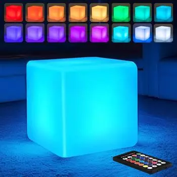 16 цветов светодиодный кубический ночник USB перезаряжаемый настольный декоративный светильник квадратный светильник с контроллером для вечеринки кемпинга 10cm